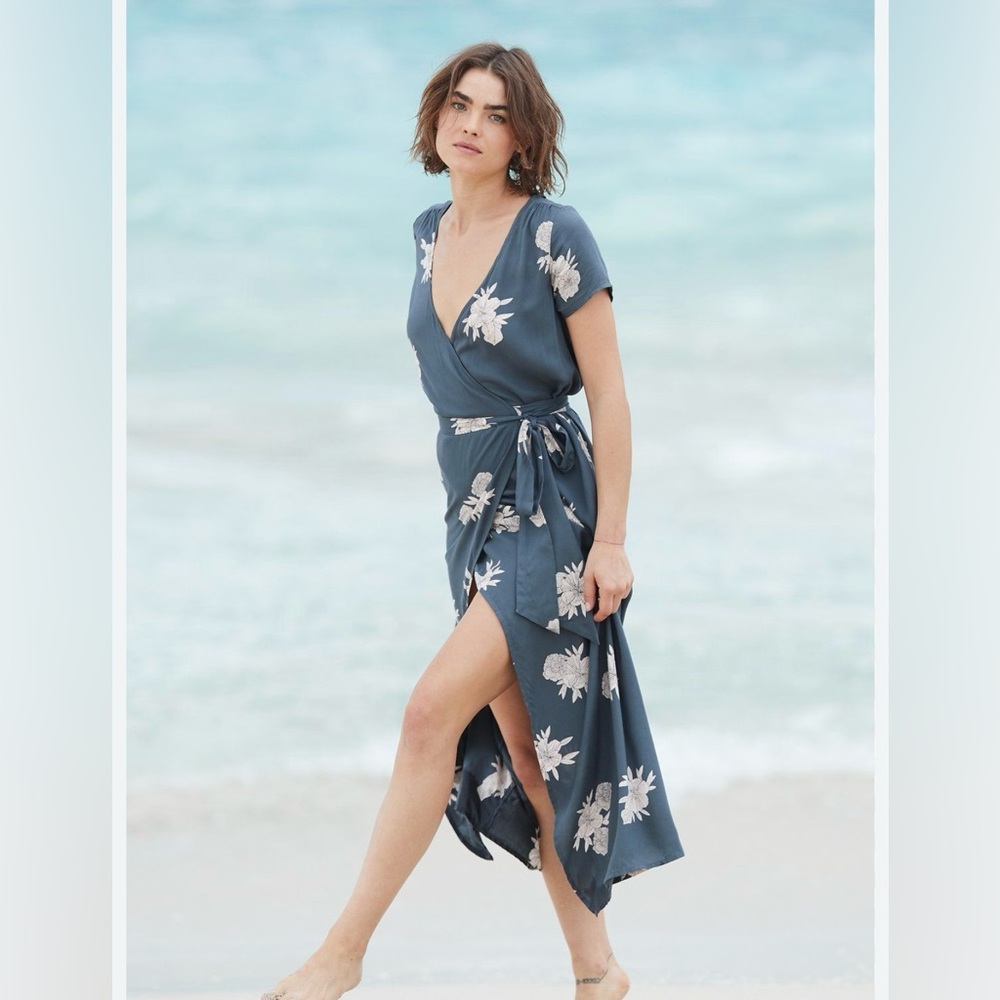 Roxy slate blue Floral Maxi Dress
